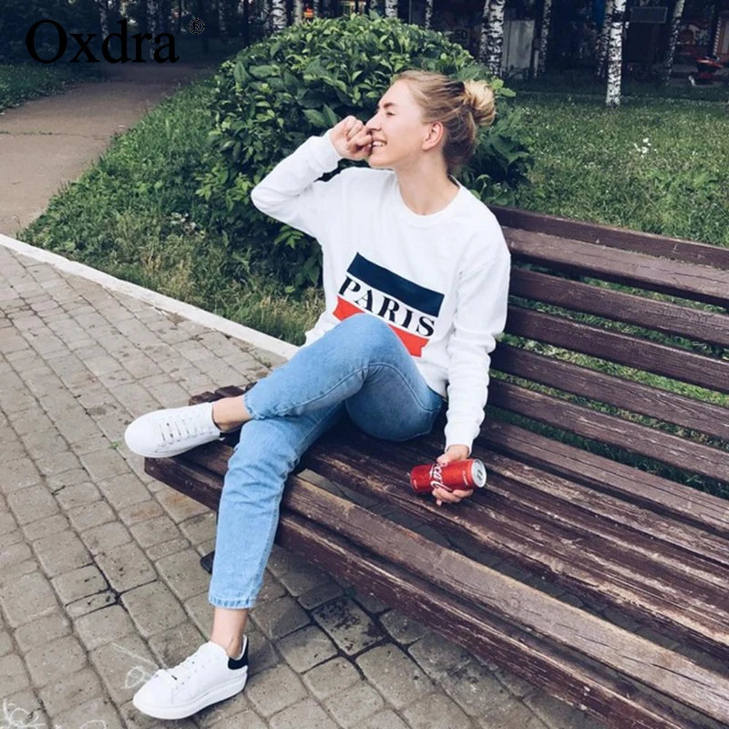 Oxdra пуловеры толстовка с круглым вырезом буквенным принтом длинный рукав
