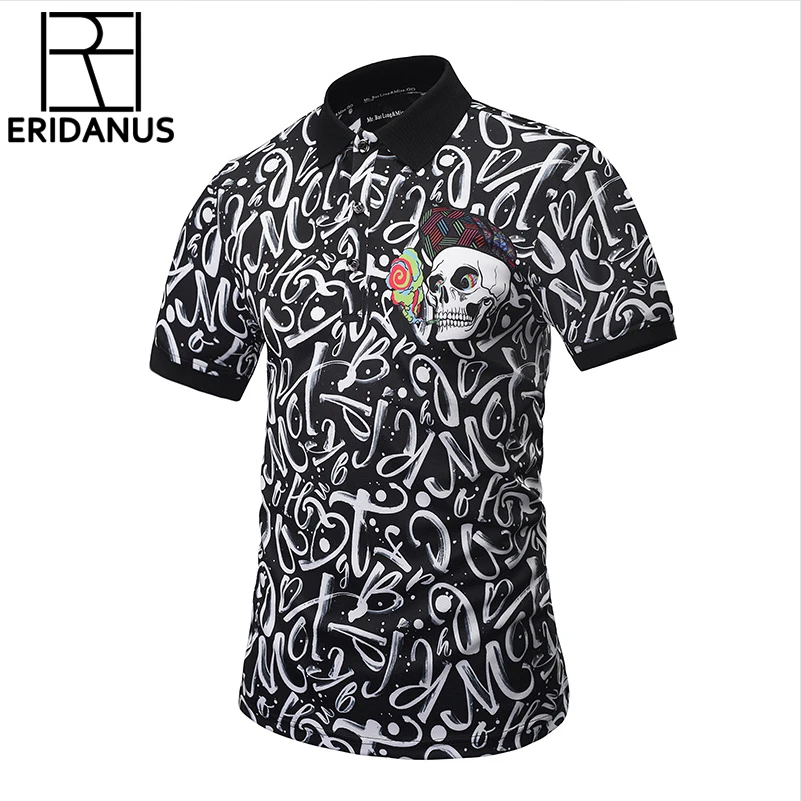 

2018 New Polo Shirt Men Business & Casual Paisley Flowers Shirt Print Skulls Polo Shirt Short Sleeve Breathable Polo shirt X733