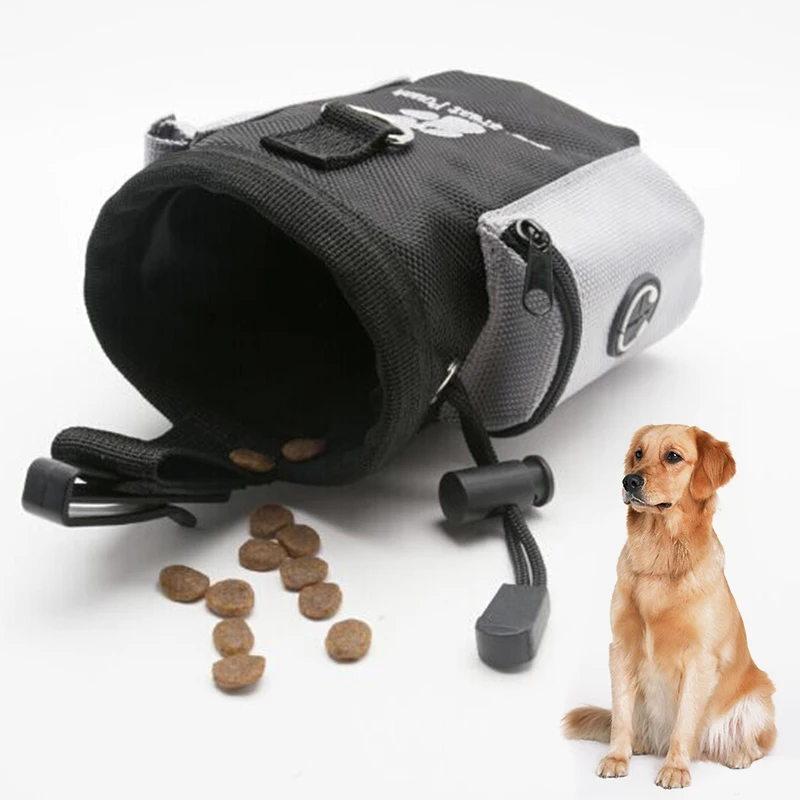 1pc Black Puppy Pet Dog Treat Pouch Waterproof Training Walking Food Snacks Bait Waist Bag 12.5x12.5x8cm