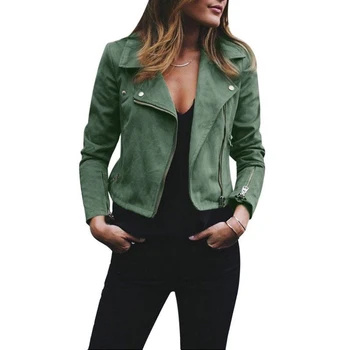 

Motorcycle Jacket Women Casual Zipper Windbreakers Outwear Long Sleeve Coat Thin Slim Fit Basic Bomber Short Jacket 8L1128