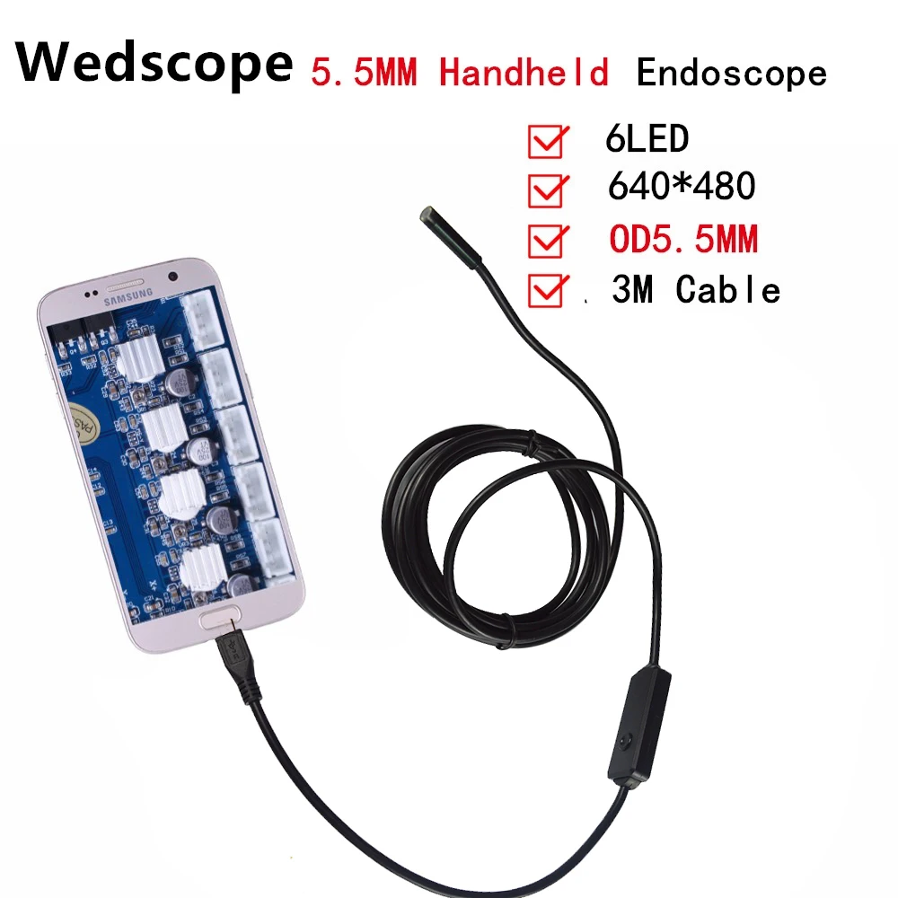 5.5มิลลิเมตร3เมตรมือถือA Ndroid Endoscope 6LED USB Endoscopeตรวจสอบกัน