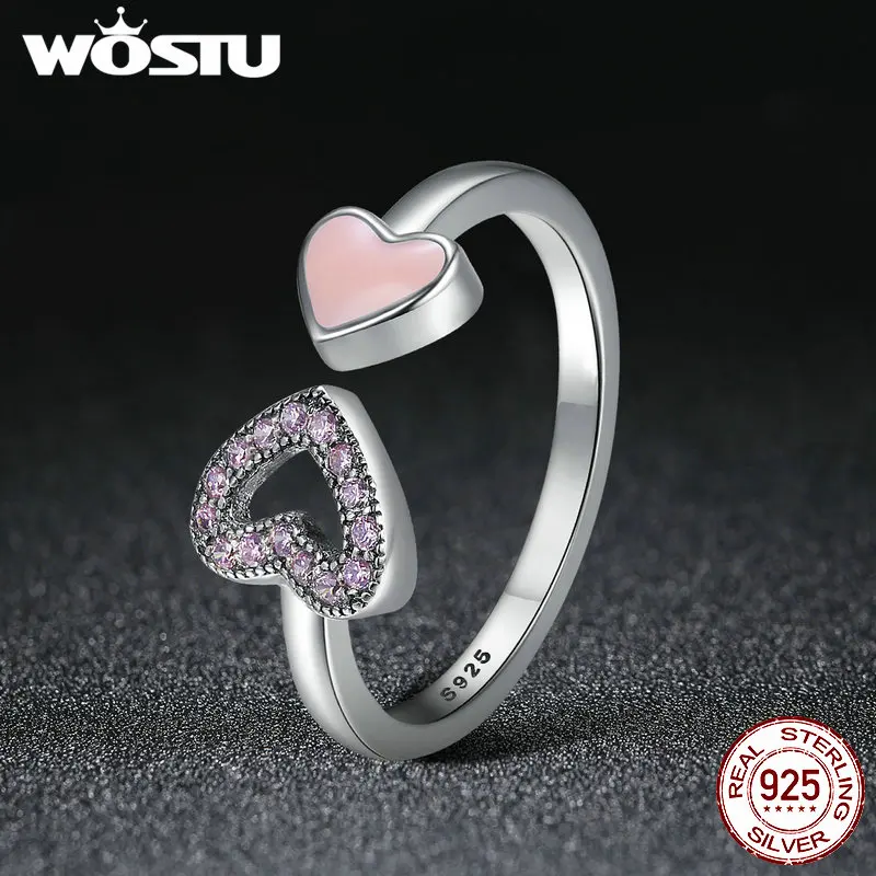

WOSTU Authentic 925 Sterling Silver Clear Cubic Zirconia Blue Enamel Devil Eye Design Women Finger Rings Female Gift BKR208
