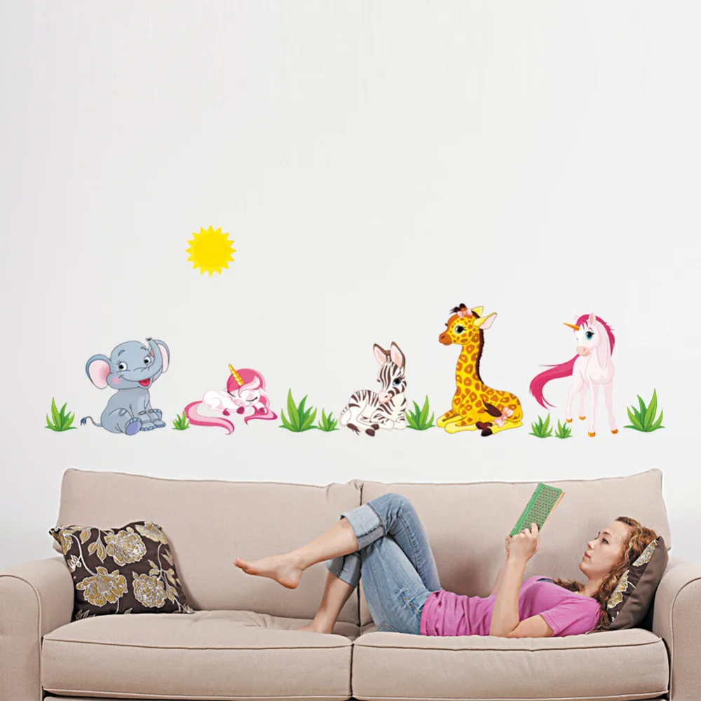 Aliexpress Forest Animal Cartoon Wall Stickers For Kids Aliexpress Forest Animal Cartoon Wall Stickers For Kids Rooms Kindergarten Horse Elephant X012 Home Decor Diy Wallpaper Art Decals From Reliable