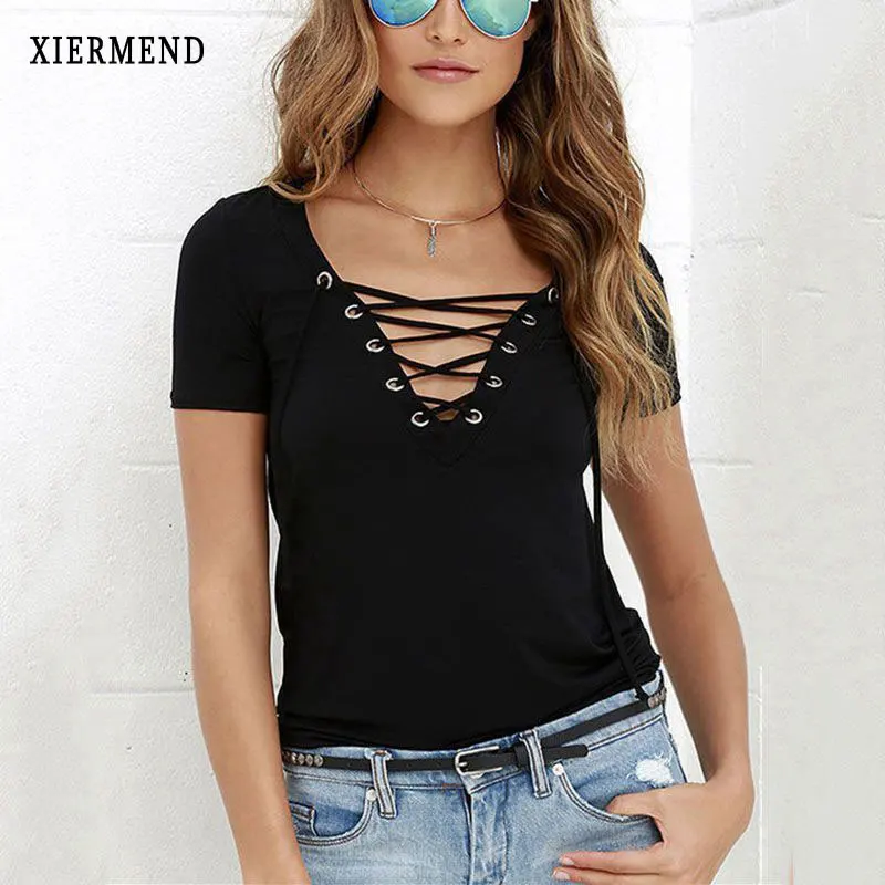 Download 2018 Summer Bandage T Shirt Women Plus Size Short Sleeve ...