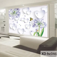 Qingchun Пользовательские печати 3D ткани и текстильные обои для стен фрески матовый шелк для гостиной цветок в форме сердца дома декор