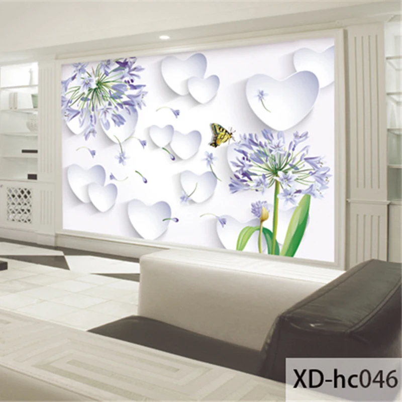 

QINGCHUN Custom Print 3D Fabric &Textile Wallcoverings For Walls Murals Matt Silk For Living Room Flower Heart shape Home Decor