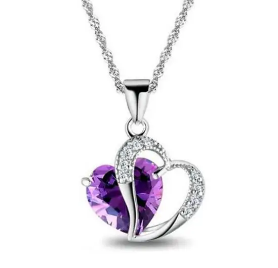 

High Quality Class Zircon Crystal Rhinestone heart pendant fashion necklace jewelry for girls women DIY Romantic Gift Jewelry