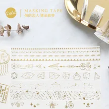 5/15/30mm Gold Foil Gild Slim Washi Tape DIY Masking Tapes Scrapbooking Decorative Paper Tape Stickers Cute Stationery