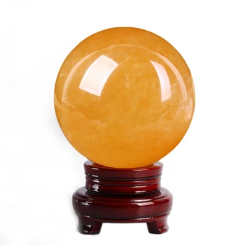 

80MM+SAND Natural Citrine Calcite Quartz Crystal Sphere Ball Healing Gemston!!!