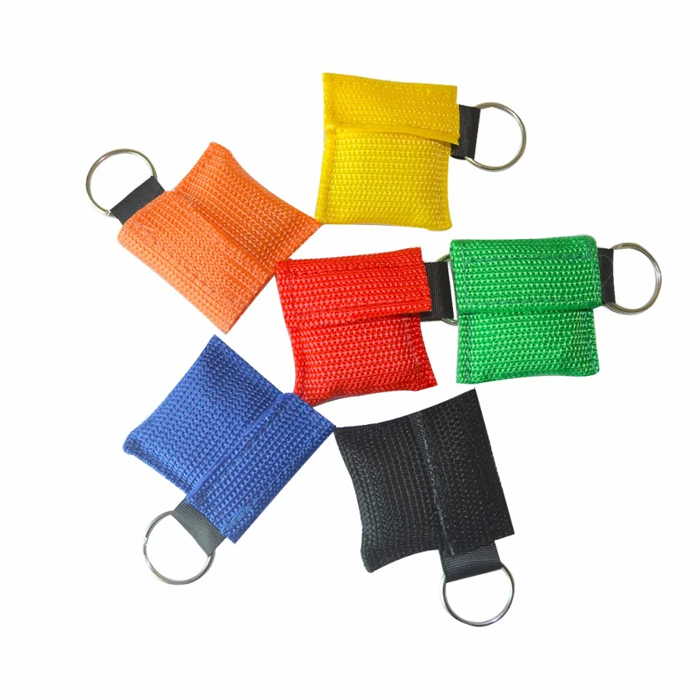 

60Pcs/Lot CPR Resuscitator Mask CPR Face Shield One-way Valve With Keychain Emergency Situation CPR Training Mask With 6 Colors