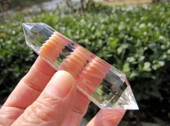 

Stunning NATURAL VOGEL WATER CLEAR QUARTZ CRYSTAL 24 sided WAND POINT 52g