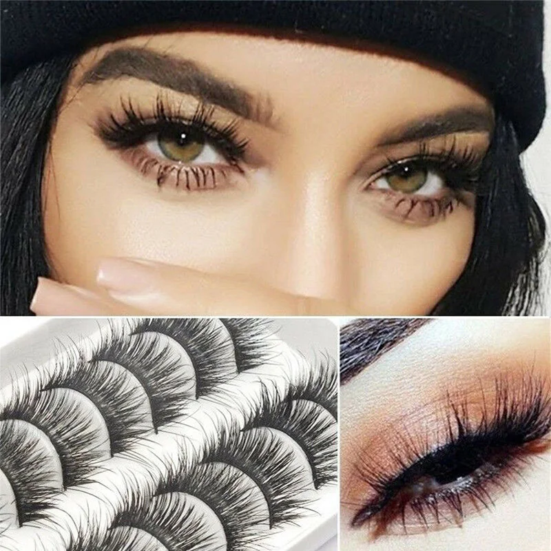 

10 Pairs 3D Soft Mink Hair False Eyelashes Natural Long Volume Eyelash Crisscross Wispy Fluffy Eye Lashes Extension Makeup Tools