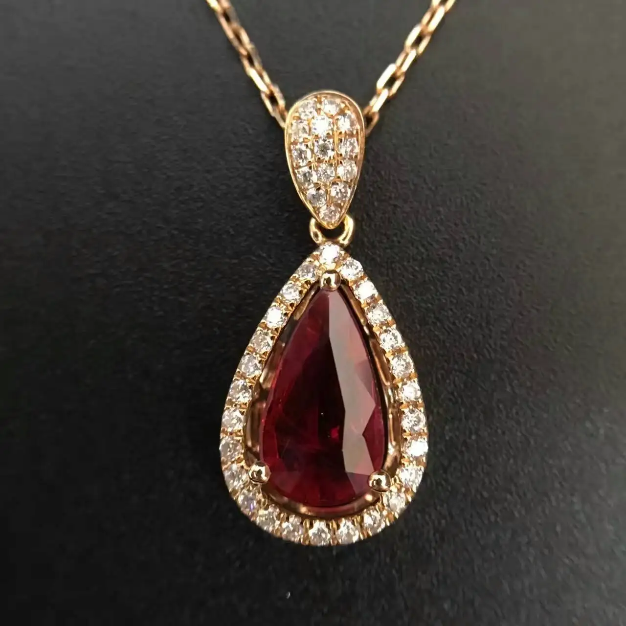 18K Gold 1 301ct Natural Ruby and Pendant font b Necklace b font 0 265ct font