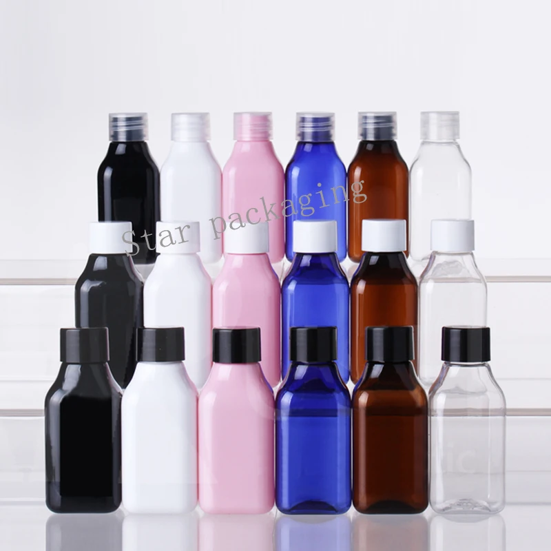 50pcs 50ml square plastic bottle,50cc PET container with screw cap,cosmetic packaging,Empty