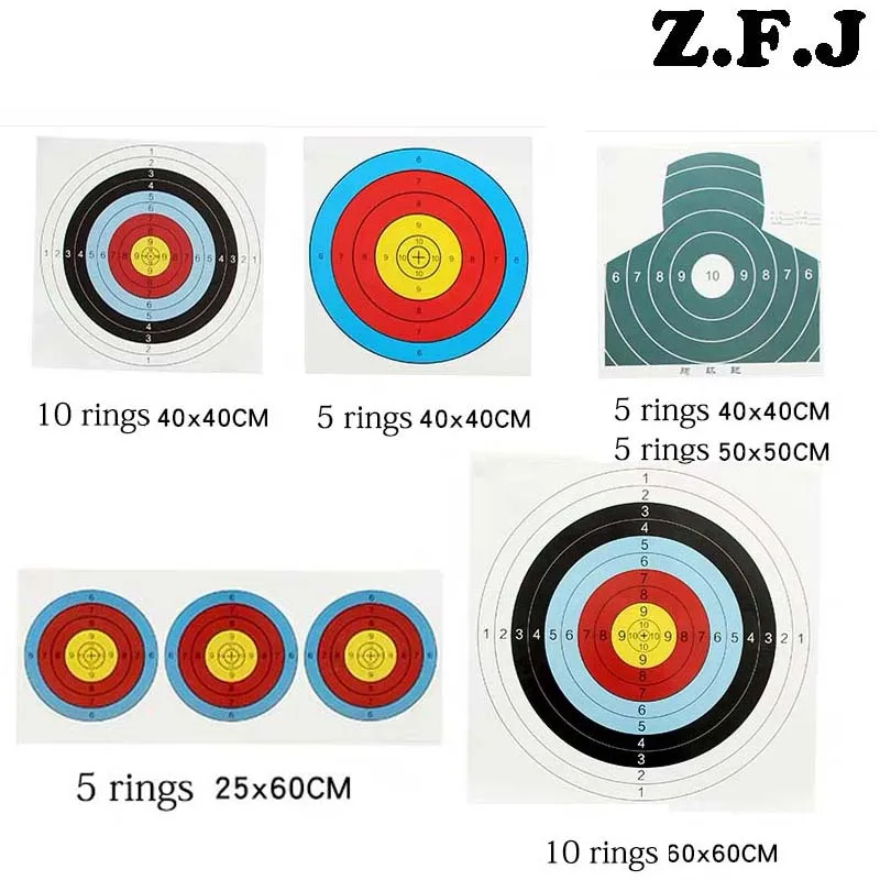 

10pcs Archery Target Papers Standard Ring Single Spot 60cmx60cm 40cmx40cm 50cmx50cm Bow Shooting Archery Practice Training New