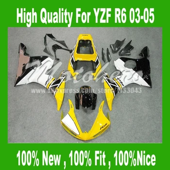 

7GIFTS + Yellow white Black fairings for Yamaha YZF R6 03 04 05 YZF-R6 03-05 YZF 600 R6 2003 2004 2005 fairing kits #55THH