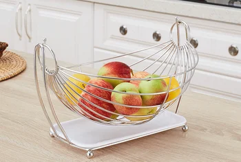 

Multi-function Creative Stainless Steel Water Drain Holder Fruit Vegetables Plate Bowl Tableware Shelf Basket Home Decor LF329