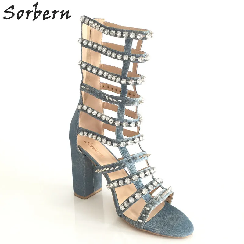 blue denim sandals women's shoes