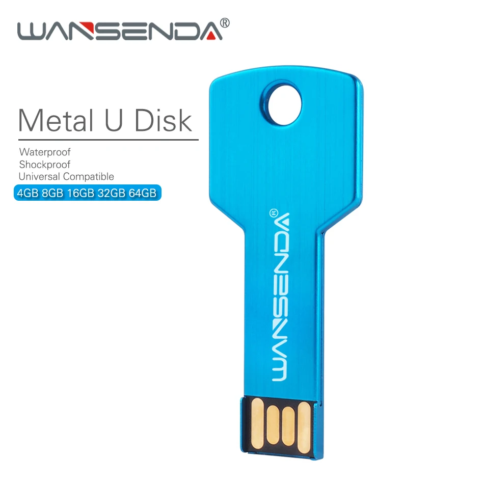 Флэш-накопитель wansenda Flash Drive 64 флэш в виде металлического ключа флешки 32 GB 16 GB 8 GB 4 GB usb-флэш-накопитель Водонепроницаемый накопитель USB 2,0 Memory