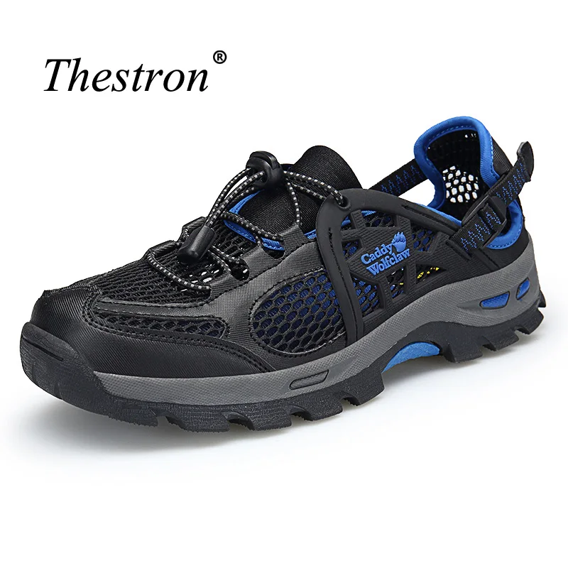 

2018 Man Aqua Shoes Summer Male Wading Footwear Blue Green Sneakers for Water Man Breathable Rubber Bottom Water Walking Shoes