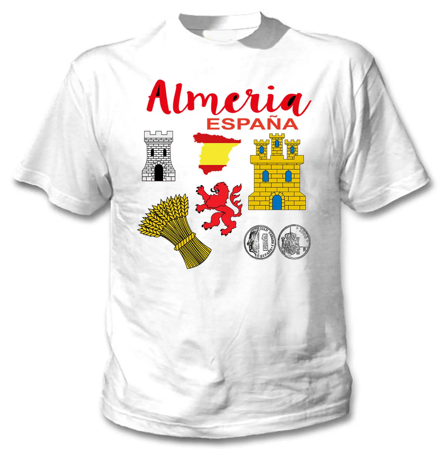 

2019 Fashion Hot sale ALMERIA SPAIN - NEW COTTON WHITE TSHIRT Tee shirt