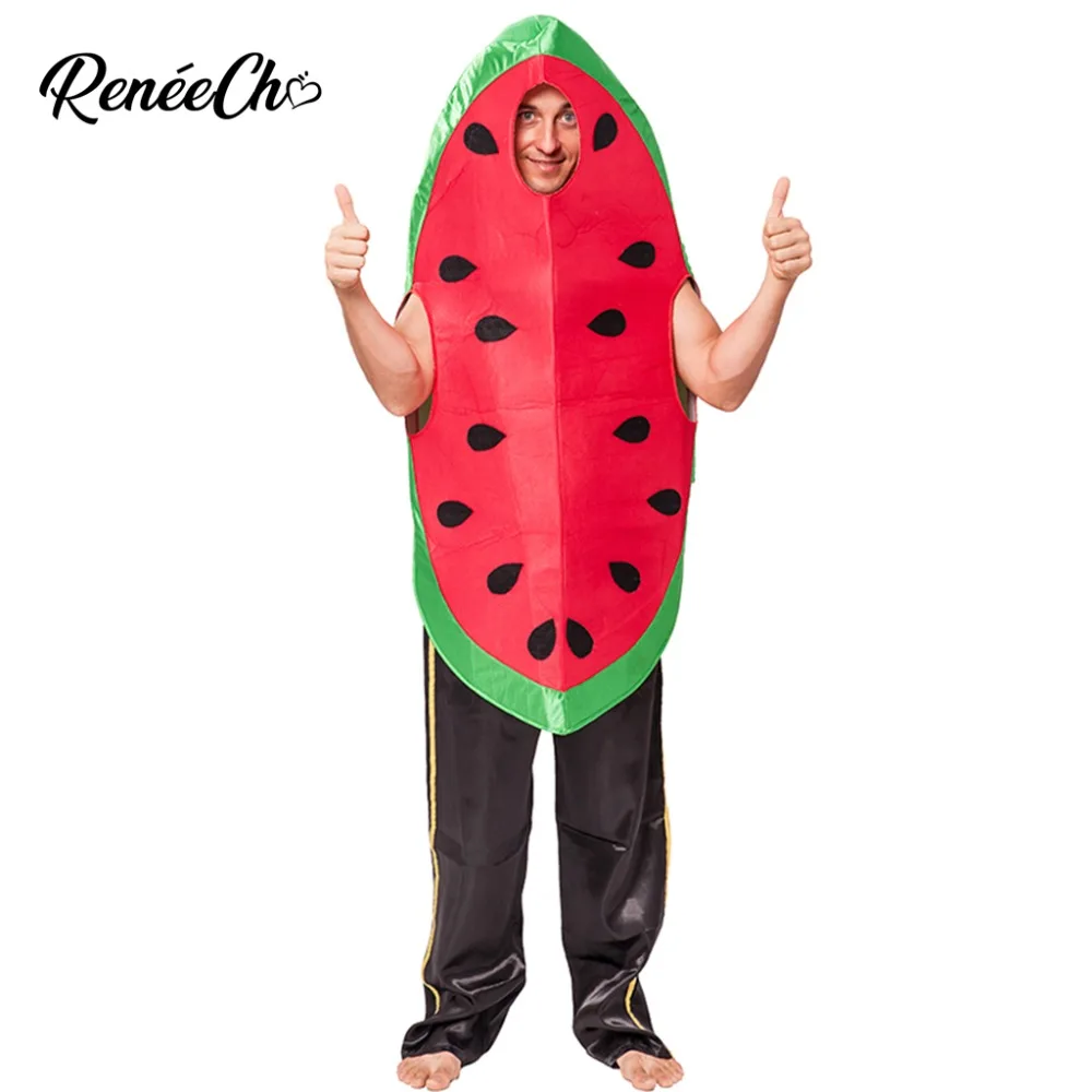 

Reneecho 2018 Halloween Costume For Men Adult Watermelon Costume Christmas Party Fruit Cosplay Women Carnival Costume Outfits