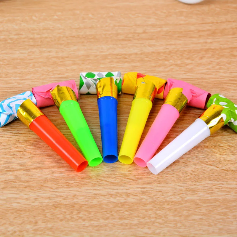 10 шт. Мультяшные пластиковые бумажные свистки для детей на день рождения выдувание дракона выдувание мини-рога на день рождения игрушка подарок случайного цвета