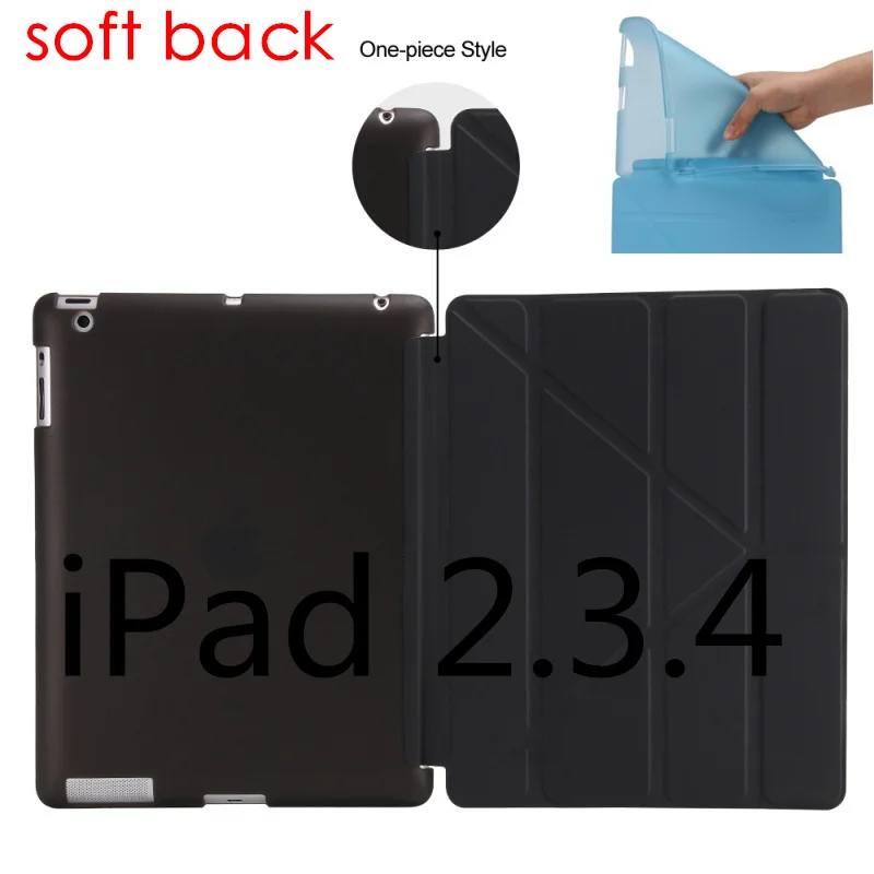 Вертикальный жесткий и мягкий силиконовый чехол из ТПУ для apple ipad 2 3 4 smart cover 4 с подставкой pu кожаный чехол - Цвет: black