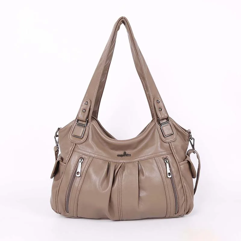 Genuine Leather Women's Tote Handbag - Satchel Purse With Shoulder Straps & Top Handle, Multiple Pockets - View #5