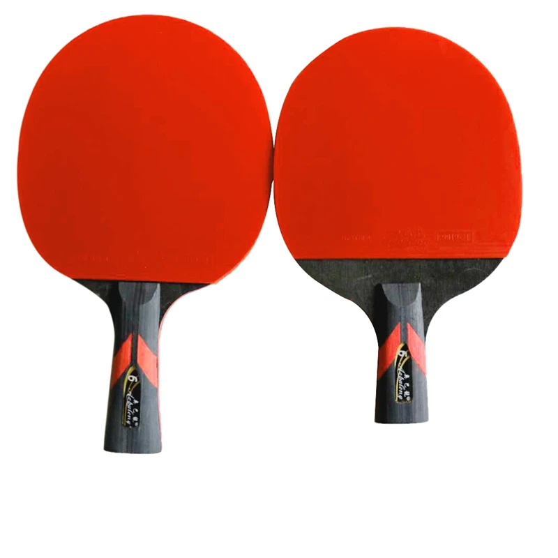 المهنية الخشب بالإضافة ألياف الكربون مضرب تنس الطاولة مع اثنين وجه pemple تنس الطاولة المطاط بينغ بونغ مضرب مع حالة