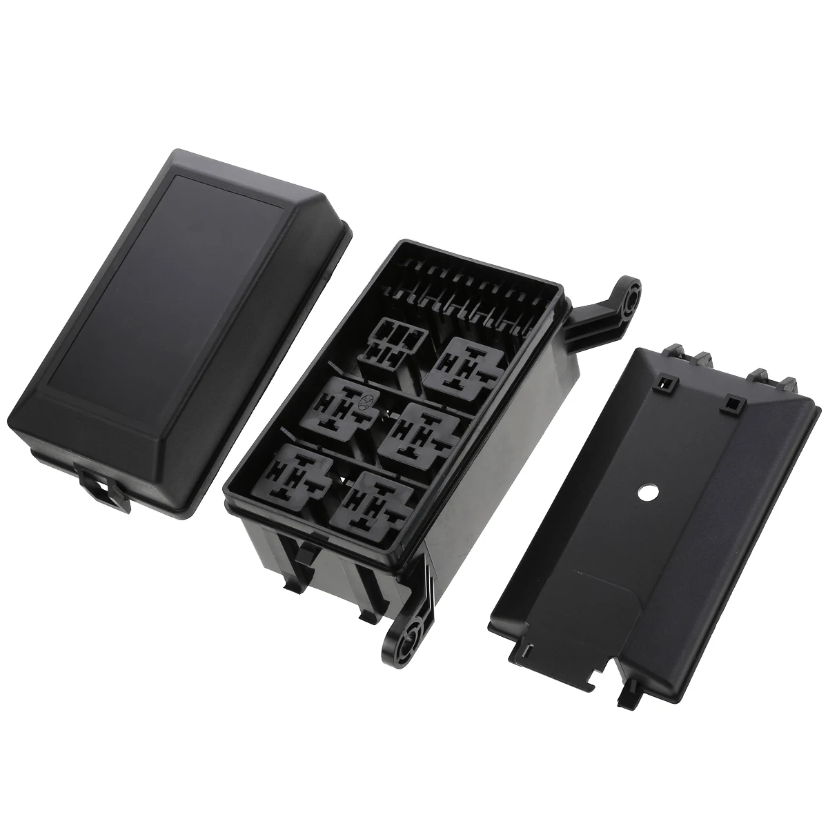 6 Relays 6 ATC/ATO Standard Fuses Holder Block 12-Slot Relay Box with 41pcs Metallic Pins Universal for Automobiles Motorcycles