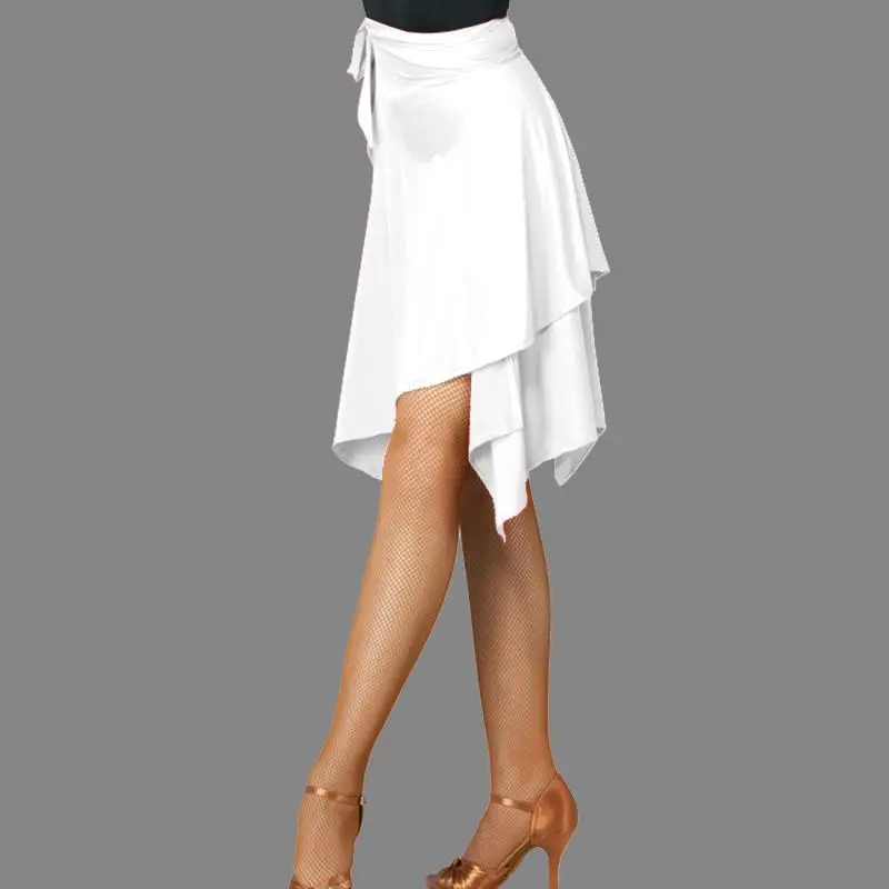 Новинка, необычная юбка для латинских танцев, женский костюм для латинских танцев, юбка для латинских танцев, Самба, танго, платье для тренировок - Цвет: white