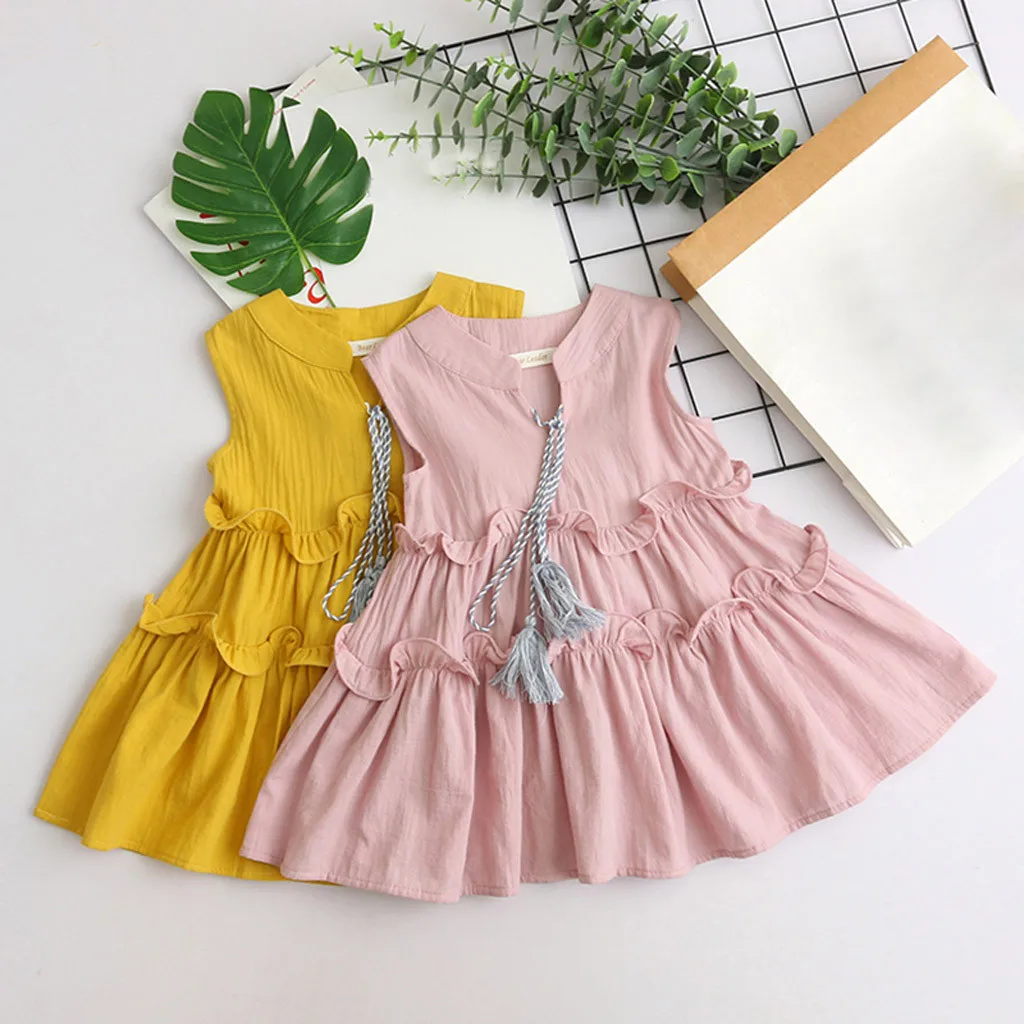 

Baby Girl Princess Dresses Outfits Clothes Sleeveless Ruffles Party Toddler Kids Floral Dress Princess Jumpsuit Outfits Dress