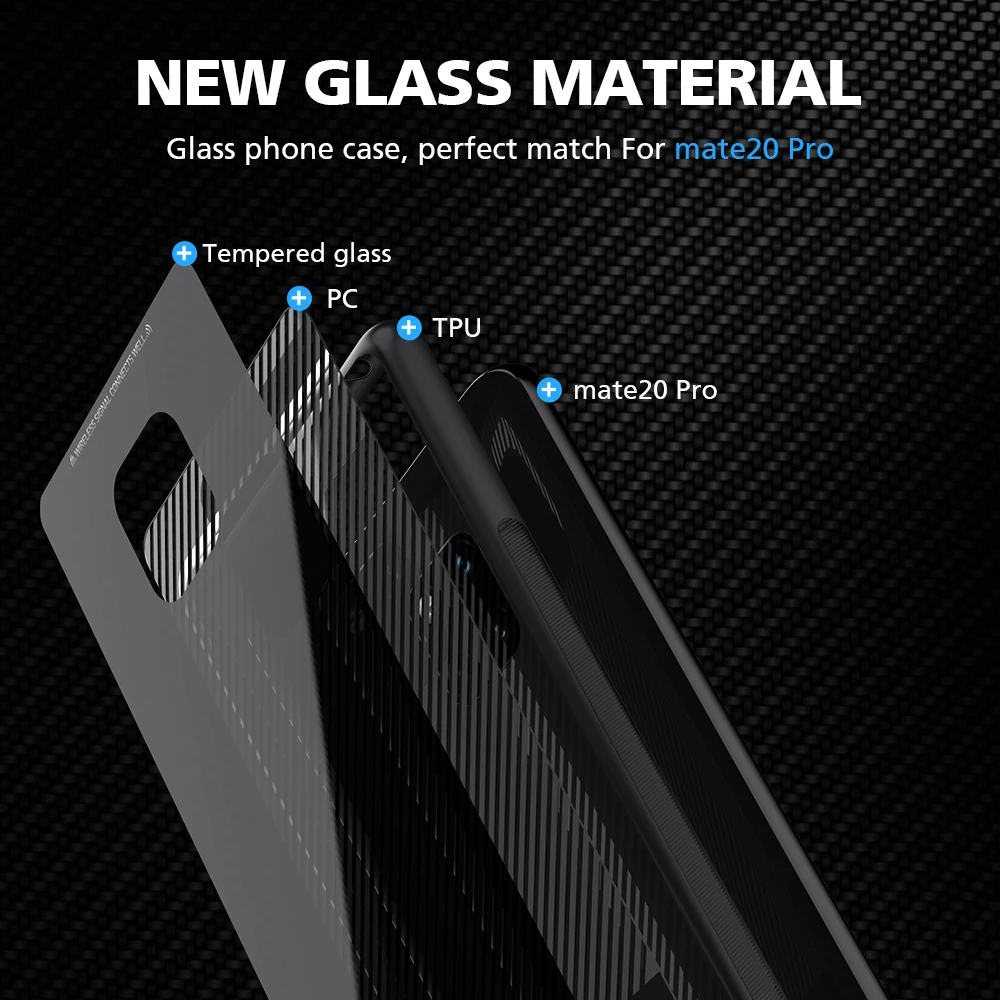 Чехол для телефона KEYSION из закаленного стекла Huawei Mate 20 Pro нескользящий черный
