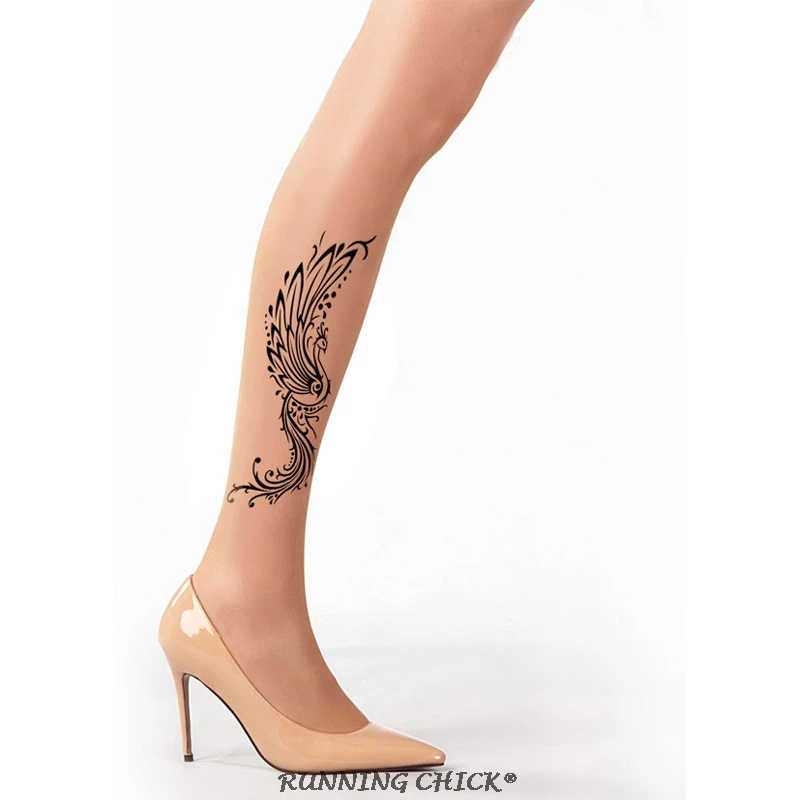

Tattoo stockings Phoenix totem printing through pantyhose