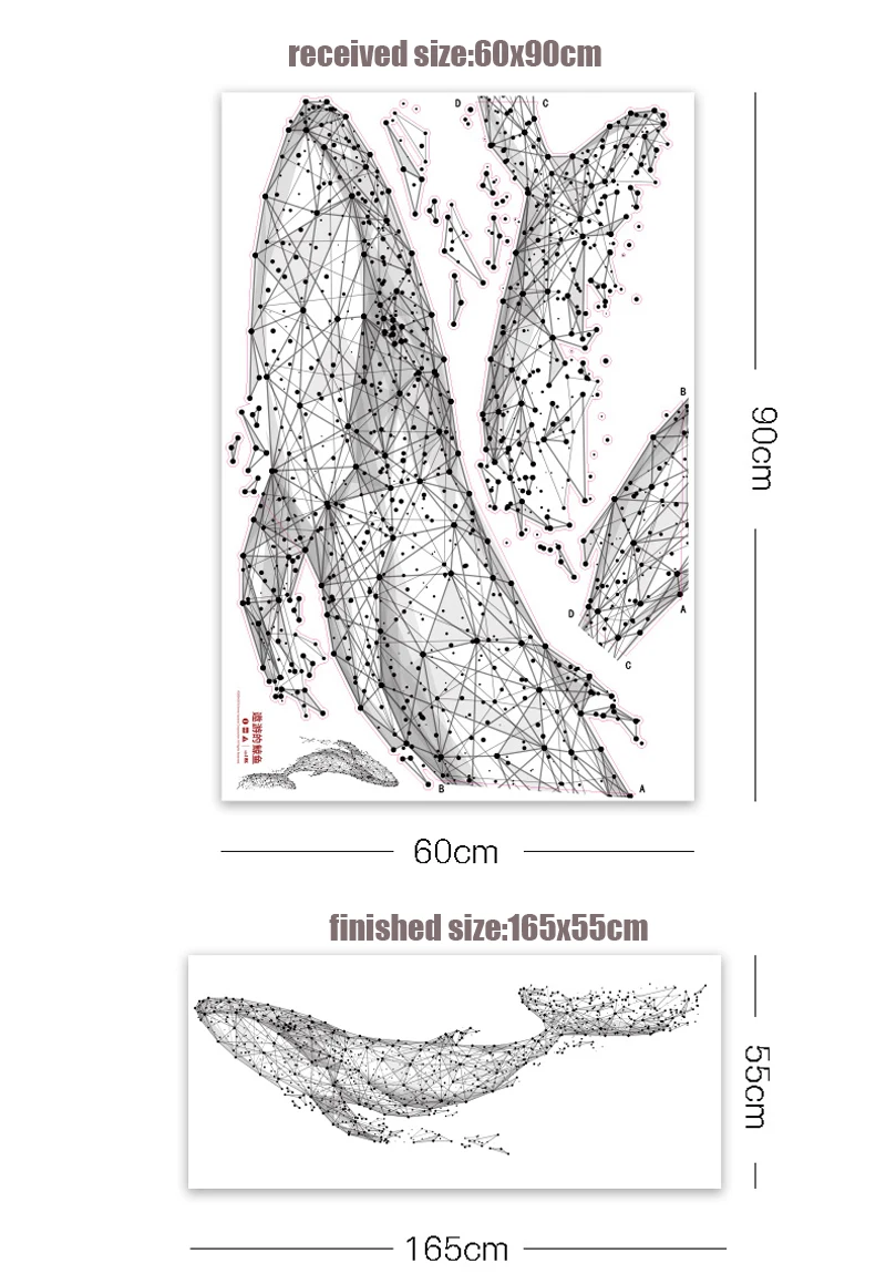 Большие наклейки на стены 165*55 см/65*21 дюйма, черный цвет, 3D, геометрический КИТ, ПВХ, наклейки на стену/наклейки на стену для всей семьи, настенные наклейки, художественный Декор для дома