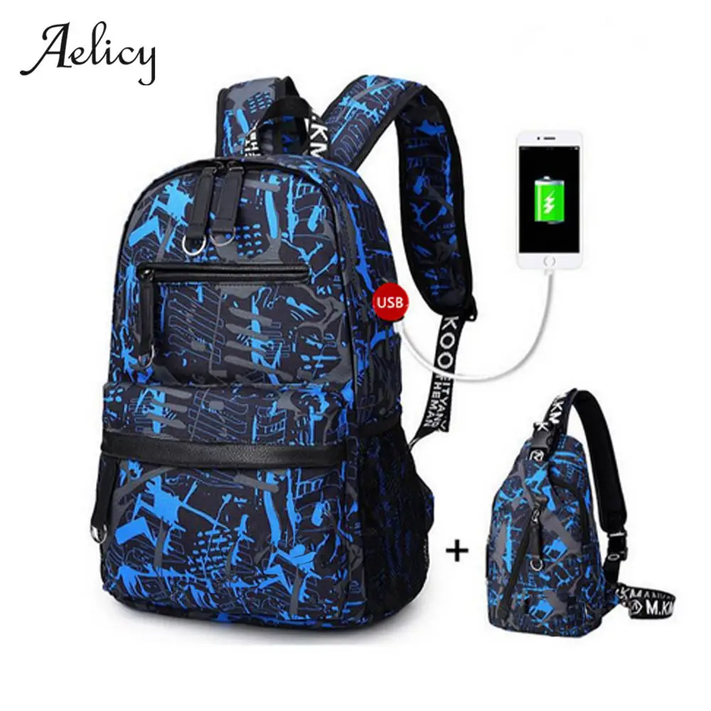

Aelicy USB Charging 15.6 inch Laptop Backpack for Boy Schoolbag Men Backpack Male High School Students Backpack Boys School Bags