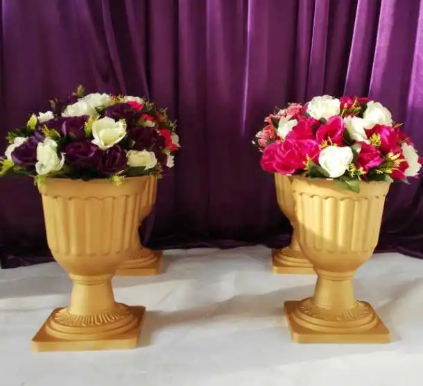 Wholesale Plastic Trumpet Vase Gold Pvc Roman Flower Pots For