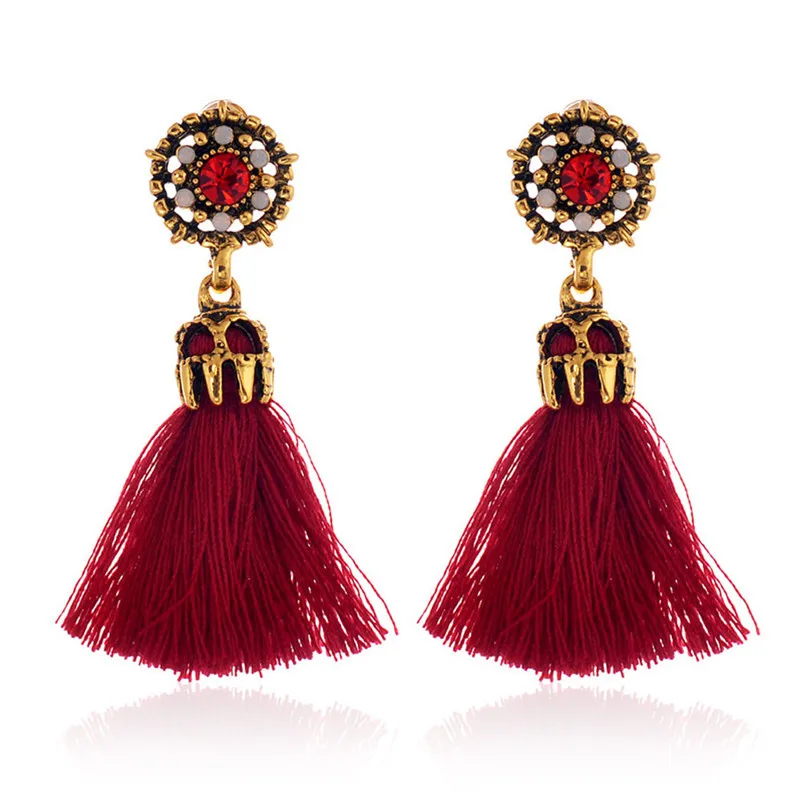 Dangle earrings long tassel Vintage Style Rhinestones Crystal Tassel Dangle Stud Earrings Fashion Vintage Jewelry Brincos J05#N (3)