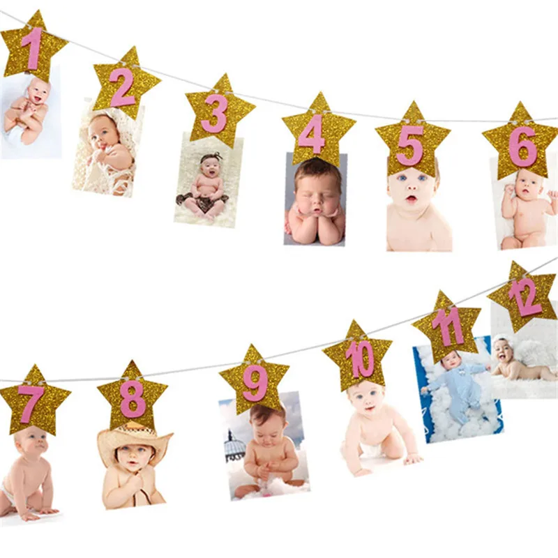 1 комплект на день рождения в один год альбом «сделай сам» баннер мальчик девочка Пол указывают на фото гирлянды из флажков Baby Shower стены Подставки для фотографий - Цвет: Style 7