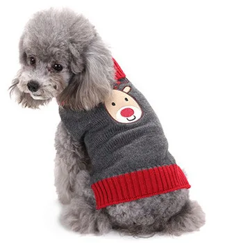 

Lovely Puppy Sweater Warm Clothes Pet Cat Dog Sweater Christmas Elk Reindeer Gray Deer Pattern Knitted Coat Apparel Clothes