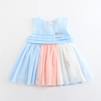 

2019 Brand Baby Infant Girl Summer Dress Rainbow Color Mesh Princess Dresses Girls Kids Sweet Birthday Vestido Clothes Wholesale