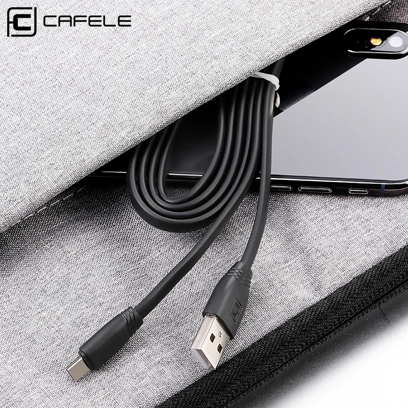 CAFELE плоский USB кабель type C зарядный телефонный кабель для samsung huawei Xiaomi Oneplus телефонный кабель type C порт USB зарядное устройство