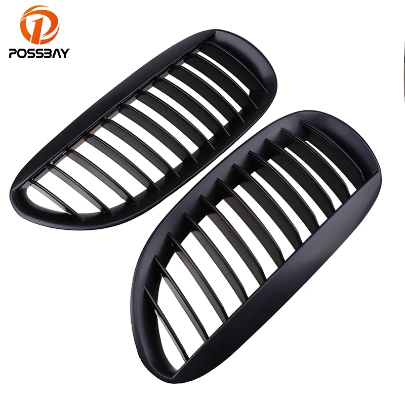 

POSSBAY Car Styling Matte Black Front Wide Kidney Car Racing Grille for BMW 6-Series E63 645Ci/650i/M6 Coupe M6 2005.03-2010.07