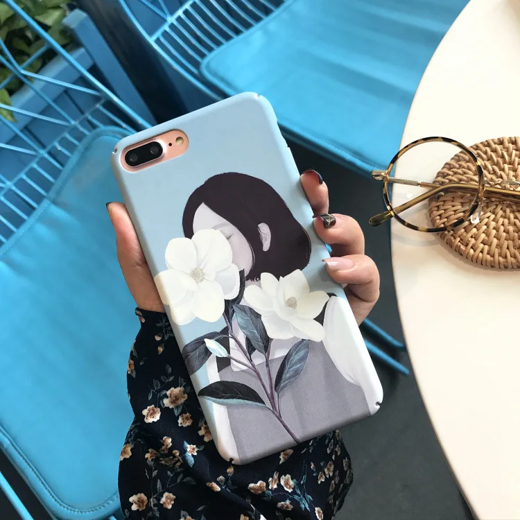 SZYHOME Phone Cases for IPhone 6 6s 7 8 Plus Luxury Young Artist Flower