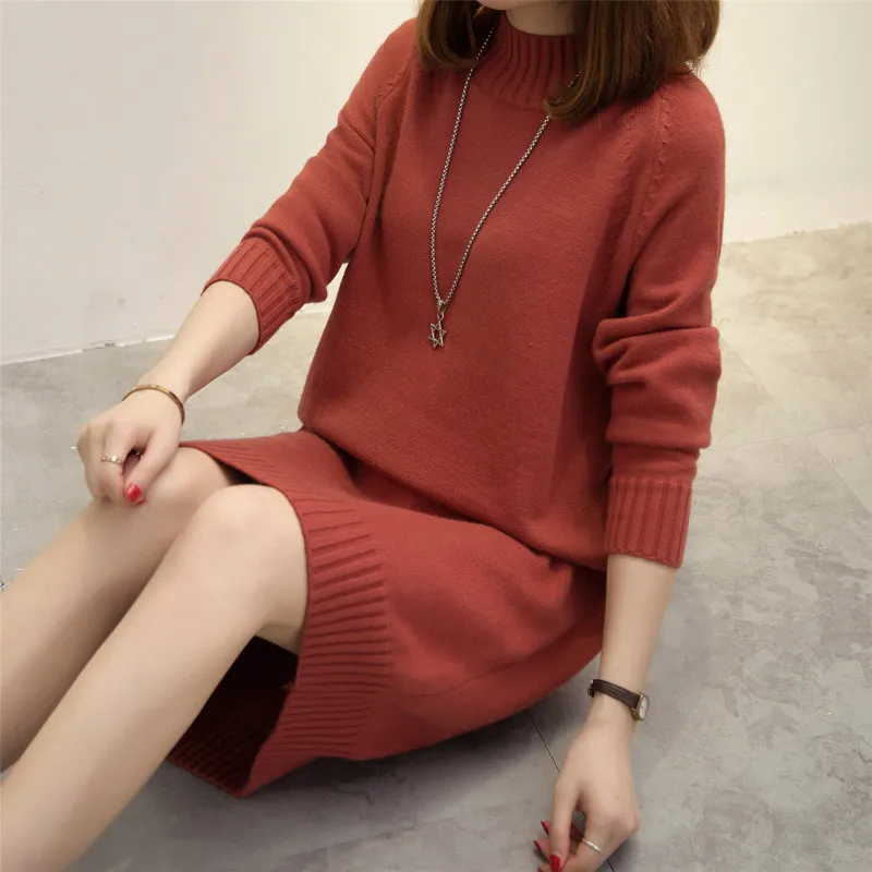 2018 Oversize Cashmere  Sweater Women Dress Long Warm Turtleneck Sweater Women Autumn Winter Female Knitted Pullovers Pull Femme