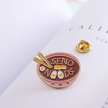 Japonais ramen amour poché oeuf rose fille bol émail broches et broches délicieux nourriture épinglette Badges femmes bijoux cadeau de fête