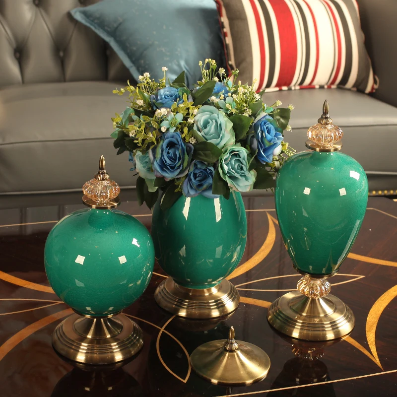 European New Style Table Ornaments Home Furnishing Ceramic Vase Simple Flower Living Room Tv