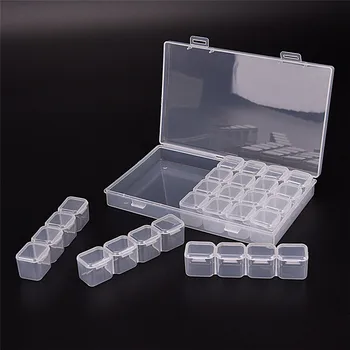 

28 Slots Plastic Storage Box Adjustable Clear Case Jewelry Makeup Bead Organizer For Room Box Storage Boxes