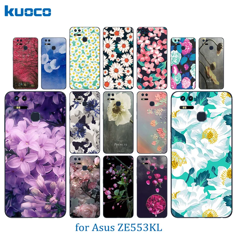 5.5 inch For Asus Zenfone 3 Zoom ZE553KL Phone Case Soft TPU Silicone Coque Blossom Pattern back Cover Ze553KL Clear Matte Shell |